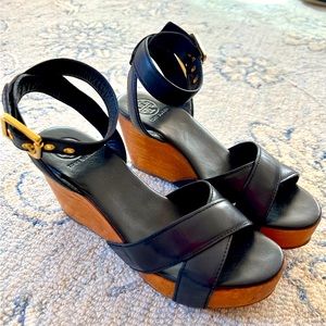 Tory Burch Navy Blue Almita Ankle Platforms